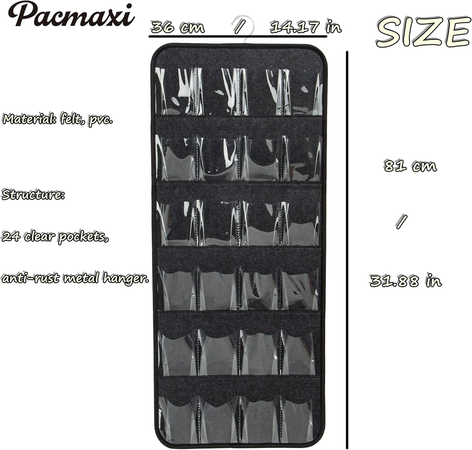 Over the Door Shoes Organizer for 12 Pairs of Baby Shoes Boys Girl, Hanging Baby Shoe Organizer with Hanger(Felt Material-Black)