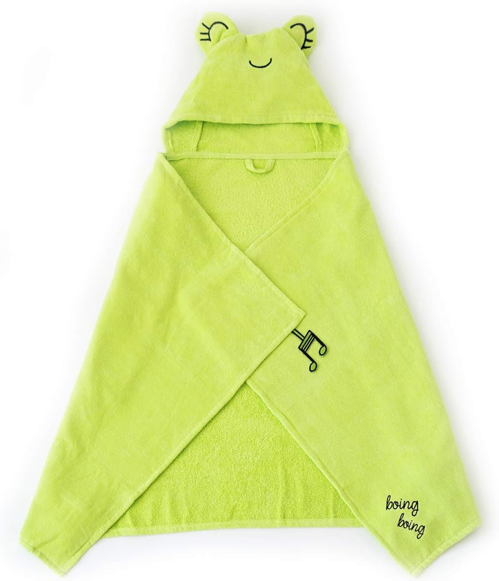 Milk&Moo Baby Hooded Towel, 100% Organic Turkish Cotton, Ultra Absorbent Bath Towel with Hood, 27X47 Inch, for Baby Boys & Girls (0-2 Years, Green)