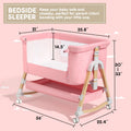 3 in 1 Baby Bassinet Bedside Sleeper for Infant Girls Aged 0-5 Months, Pink