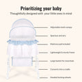 Lacy Portable 2-In-1 Bassinet & Cradle in Blue and White, Lightweight Baby Bassinet