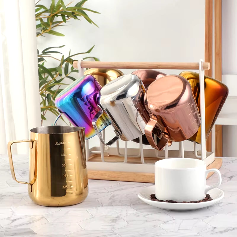 350/550ML Coffee Latte Milk Frothing Jug Milk Frother Pitcher Stainless Steel Jug Espresso Barista Pitcher Milk Pot with Scale