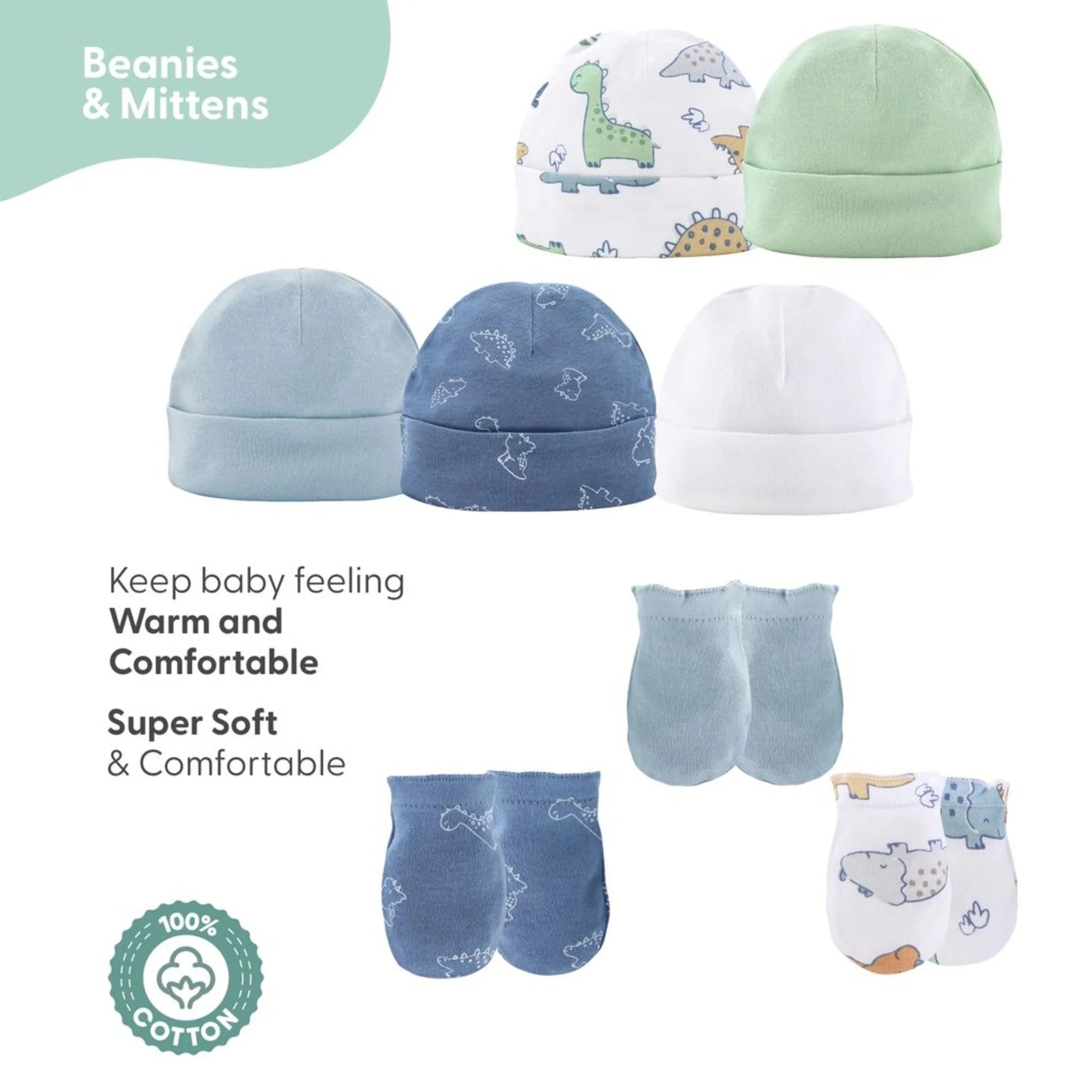 Newborn Layette Gift Set for Baby Boys or Baby Girls, 23 Essential Pieces, Dino, 0-3 Months