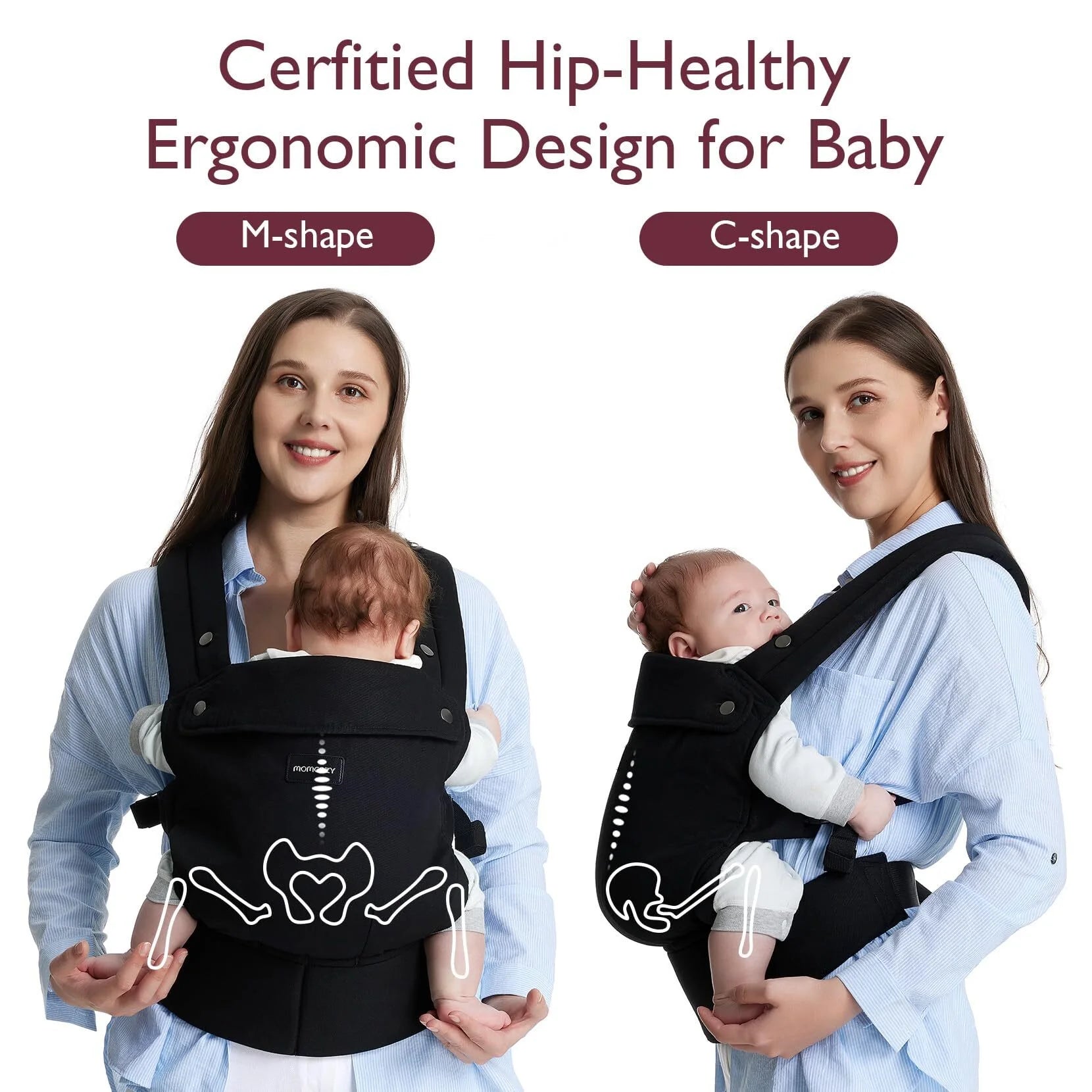 Baby Carrier for Newborn to Toddler - Ergonomic, Comfortable and Lightweight for Babies 7-44 Lbs, Easy to Wear, Hands Free, Enhanced Lumbar Support