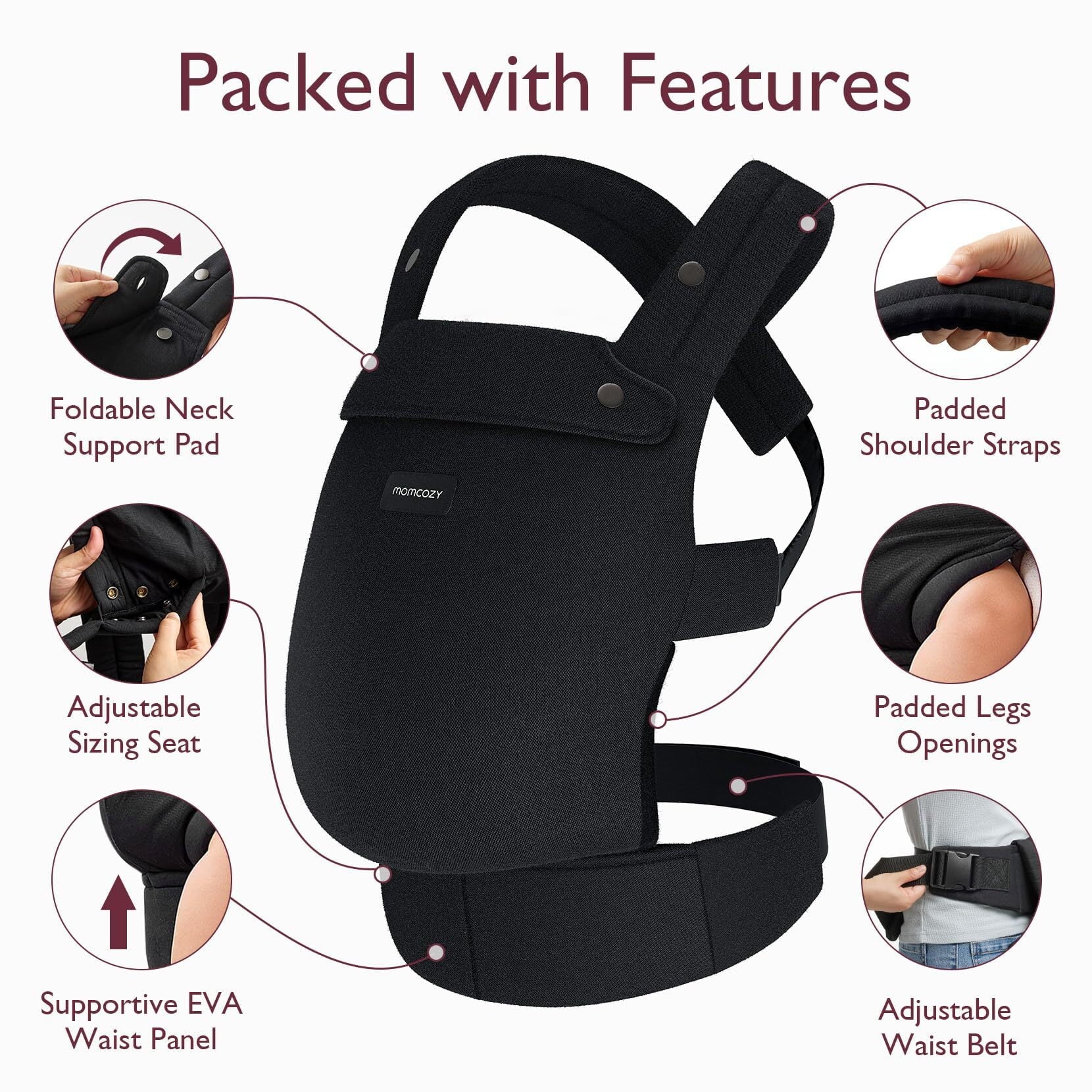 Baby Carrier for Newborn to Toddler - Ergonomic, Comfortable and Lightweight for Babies 7-44 Lbs, Easy to Wear, Hands Free, Enhanced Lumbar Support
