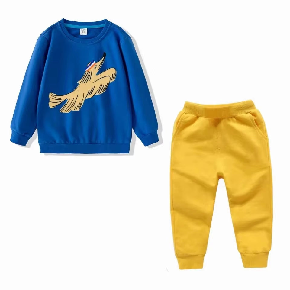 Kids Clothing Sets 2024 Autumn Cotton Full Sleeve Sweatshirts and Casual Pants Cartoon Boys Hoodies Girls Trousers Baby Clothing