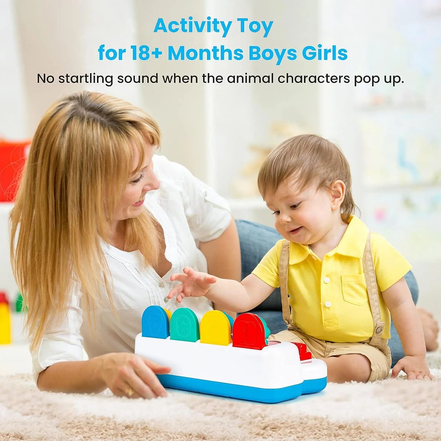 Interactive Activity Toy for Babies, Cause and Effect Toys, Montessori Toy for 6-12 Months Boys Girls, Activity Center Toy Cute Animal Learning Game