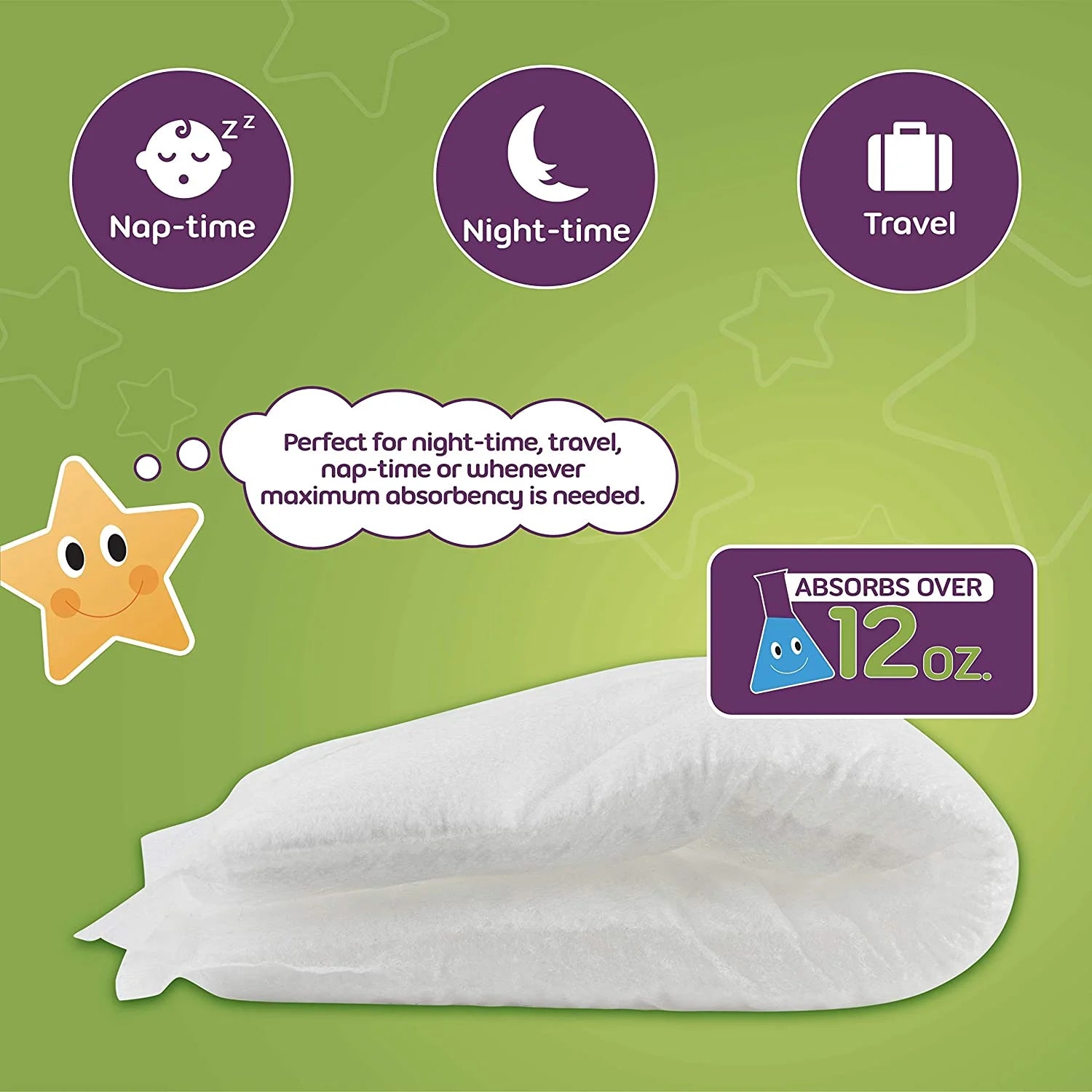 Dimples by  Booster Pads, Chlorine-Free Baby Diaper Doubler with Adhesive, One Size, 90 Count