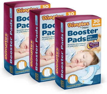 Dimples by  Booster Pads, Chlorine-Free Baby Diaper Doubler with Adhesive, One Size, 90 Count