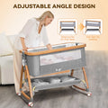 Bassinet Bedside Sleeper, Portable Baby Crib with 6 Adjustable Heights and Breathable Mesh Panels, Foldable, Gray