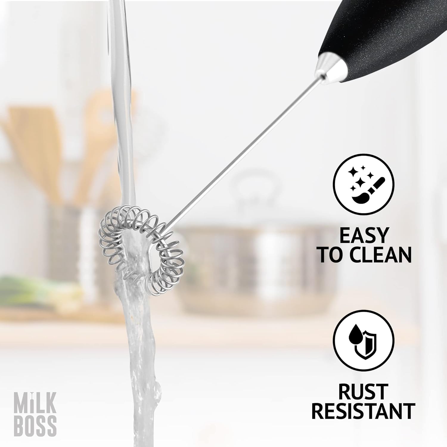 Milk Frother for Coffee - Handheld Automatic Milk Foam Maker Hand Frother for Coffee, Matcha, Hot Chocolate - Mini Drink Mixer - Mini Frother Wand by  - Black