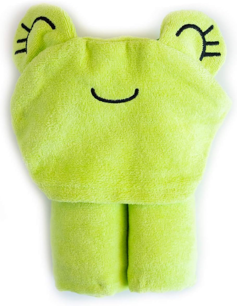 Milk&Moo Baby Hooded Towel, 100% Organic Turkish Cotton, Ultra Absorbent Bath Towel with Hood, 27X47 Inch, for Baby Boys & Girls (0-2 Years, Green)