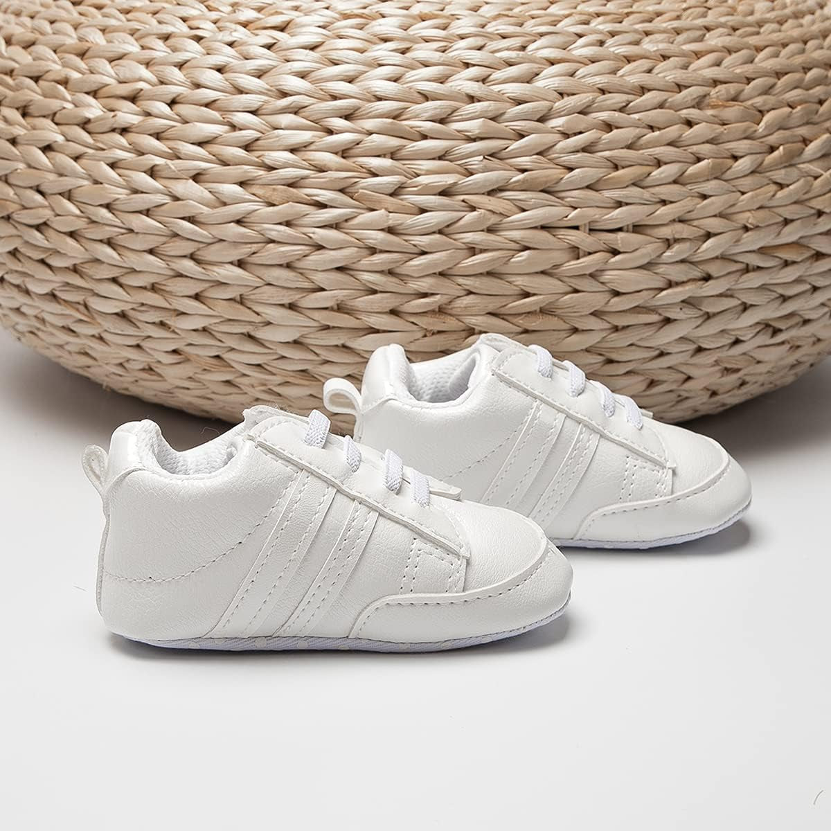 Infant Baby Boys Girls Sneaker Leather Soft Sole Anti-Slip Newborn Toddler White Casual Shoes First Walker Crib Shoes