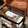 Bassinet Bedside Sleeper, Bedside Bassinet with Storage & Wheels for Infants, Black