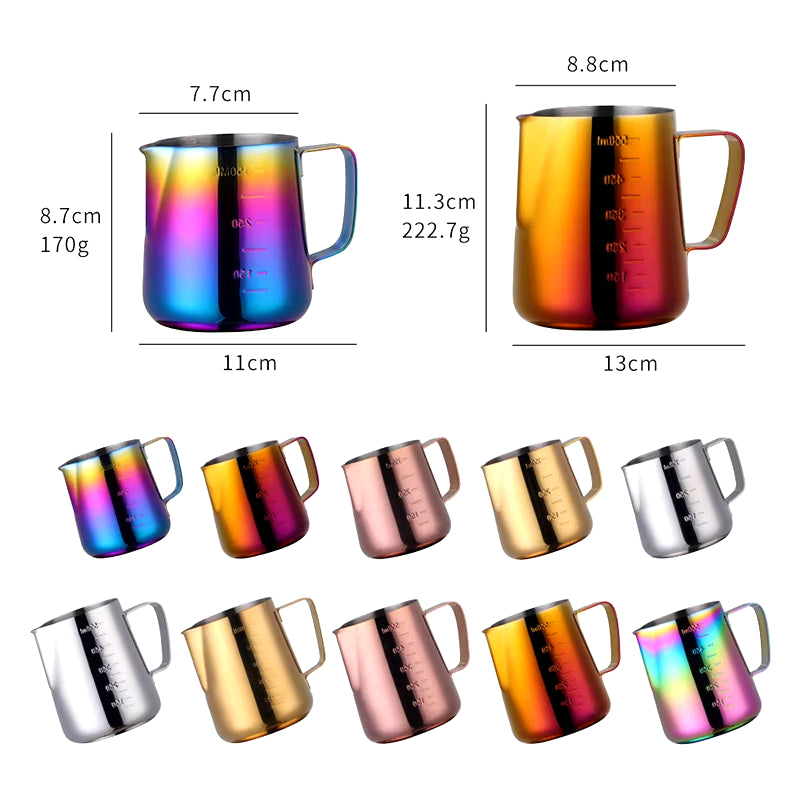350/550ML Coffee Latte Milk Frothing Jug Milk Frother Pitcher Stainless Steel Jug Espresso Barista Pitcher Milk Pot with Scale